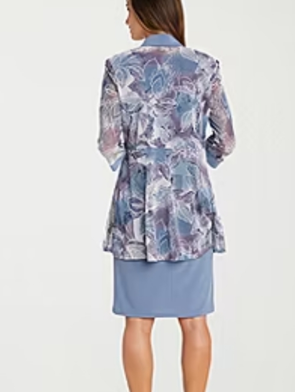 R&M Richards Blue Two-Piece Dress Set w/ Jacket 14- Petite' & Rem Necklace - Picture 3 of 15